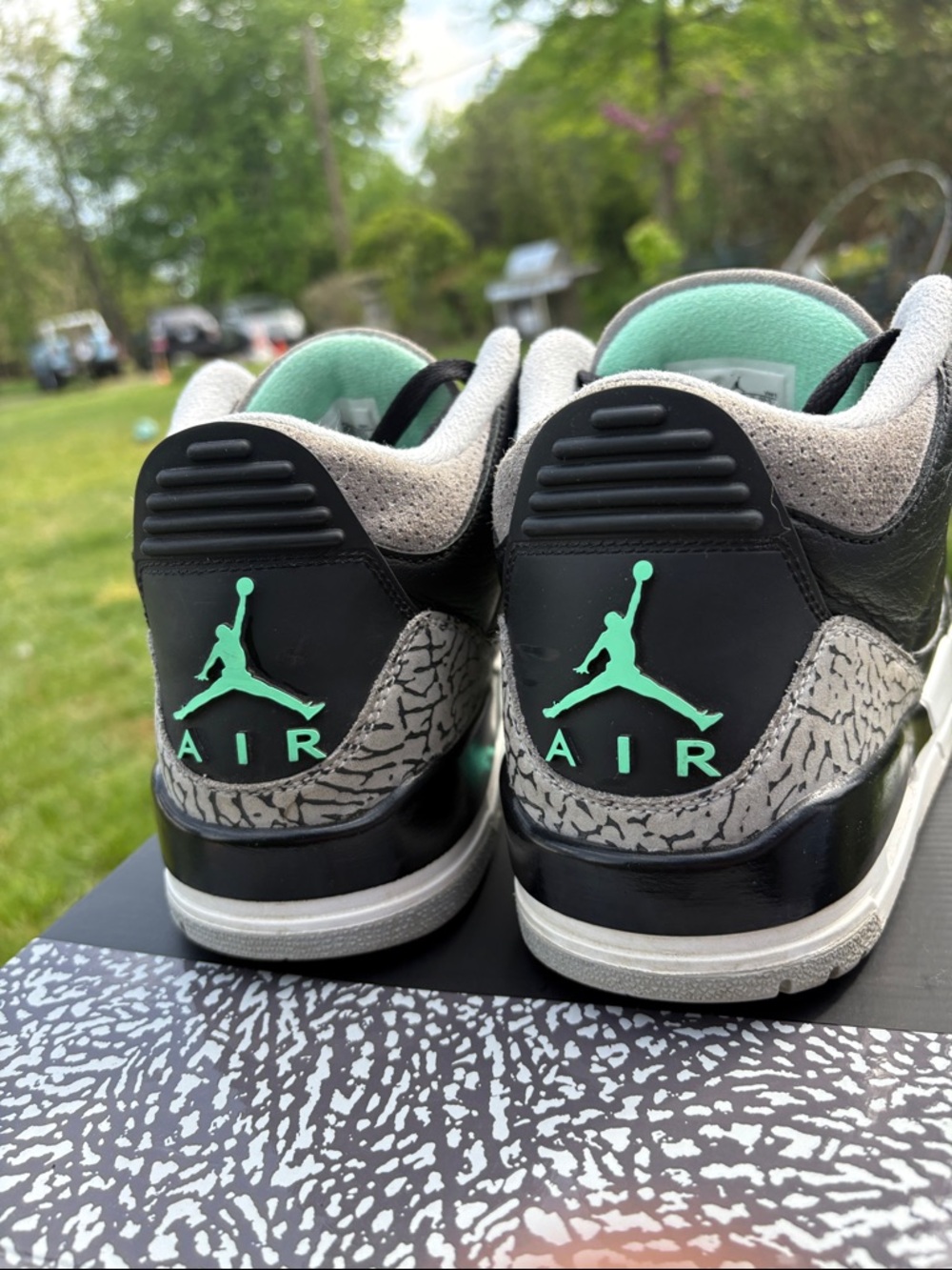 Jordan Retro Sneakers Black/Gray with Teal Accents - Picture 5 of 5